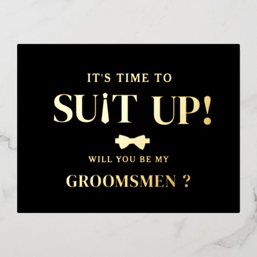 Moderner Minimalistischer Trauzeuge Fragend Vorsch Folie Einladungspostkarte (Vorderseite)