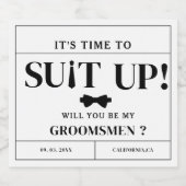 Moderner Minimalistischer Trauzeuge Fragend Vorsch Schaumweinetikett (Einzelnes Label)