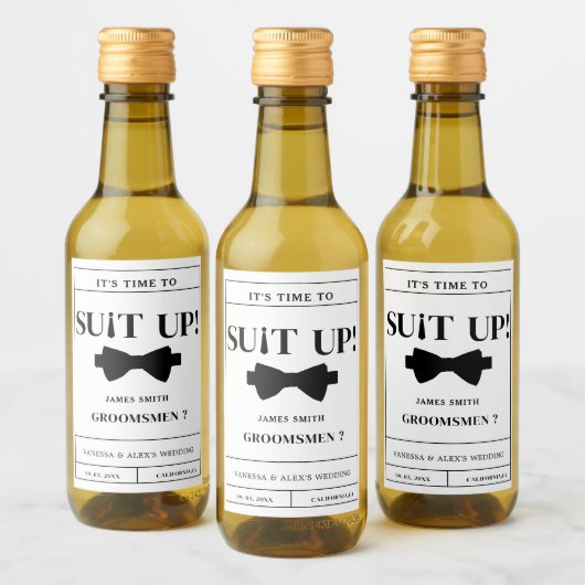 Moderner Minimalistischer Trauzeuge Fragend Vorsch Weinetikett (Flaschen)