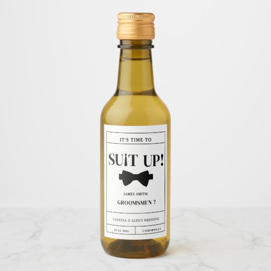 Moderner Minimalistischer Trauzeuge Fragend Vorsch Weinetikett (Vorderseite)