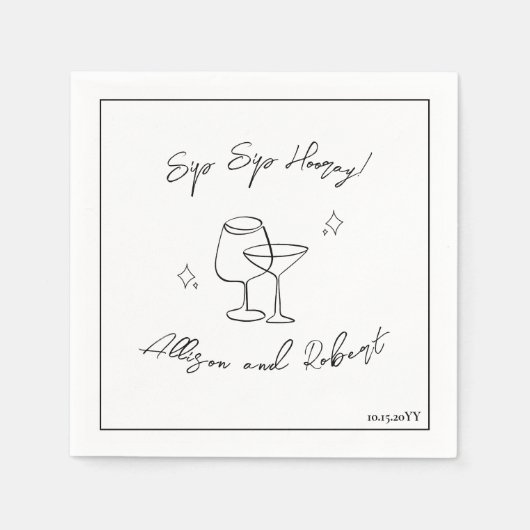 Moderner Minimalistischer trendiger Cocktail Sip H Serviette (Vorderseite)