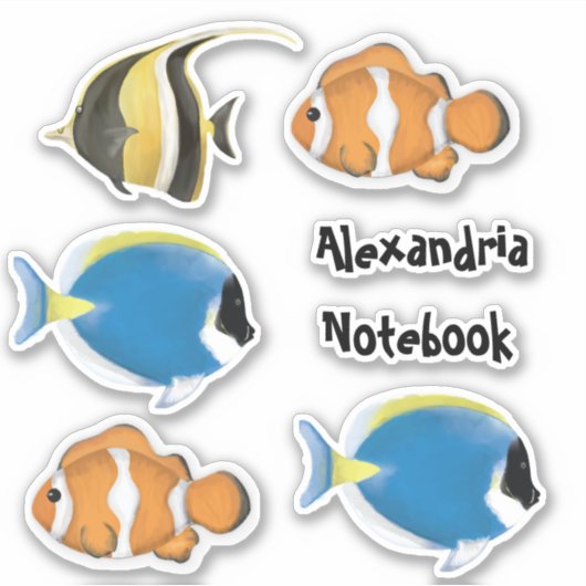 Moderner Minimalistischer tropischer Fischsee Aufkleber (Vorderseite)