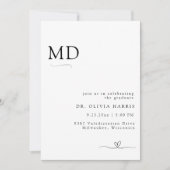 Moderner Minimalistischer Typografie-MD-Abschluss Einladung (Vorderseite)