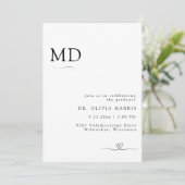 Moderner Minimalistischer Typografie-MD-Abschluss Einladung (Stehend Vorderseite)