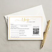 Moderner Minimalistischer UAWG Gold-Border und QR- RSVP Karte