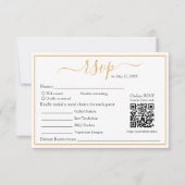 Moderner Minimalistischer UAWG Gold-Border und QR- RSVP Karte (Vorderseite)
