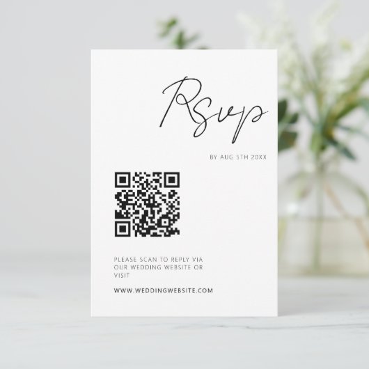 Moderner Minimalistischer UAWG QR-Code RSVP Karte (Stehend Vorderseite)