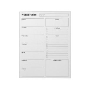 Moderner minimalistischer vertikaler Wochenplaner Notizblock