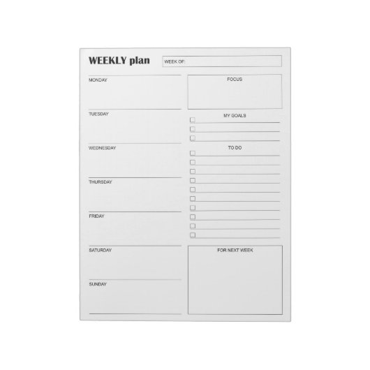 Moderner minimalistischer vertikaler Wochenplaner  Notizblock (Rotiert)