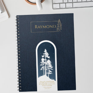 Moderner Minimalistischer Wald Gold Deep Blue Notizblock