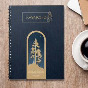 Moderner Minimalistischer Wald Gold Deep Blue Notizblock