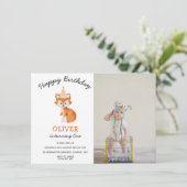 Moderner Minimalistischer Waldfuchs zum ersten Geb (Stehend Vorderseite)