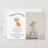 Moderner Minimalistischer Waldfuchs zum ersten Geb (Vorderseite)