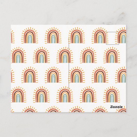 Moderner Minimalistischer Waldfuchs zum ersten Geb Postkarte (Rückseite)