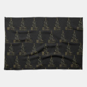 Moderner Minimalistischer Weihnachtsbaum Black Geschirrtuch (Horizontal)