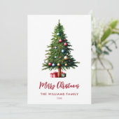 Moderner Minimalistischer Weihnachtsbaum Feiertagskarte (Stehend Vorderseite)
