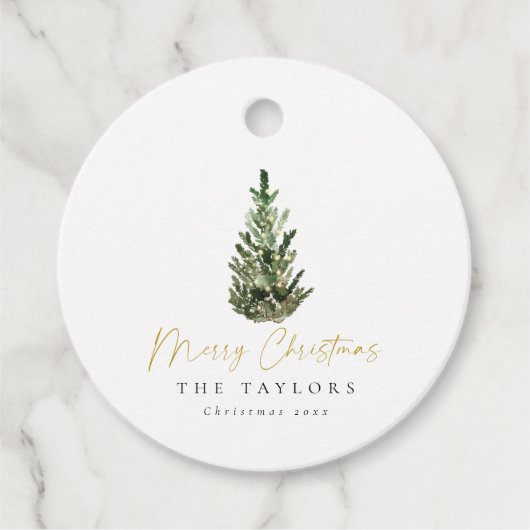 Moderner Minimalistischer Weihnachtsbaum Geschenkanhänger (Vorderseite)