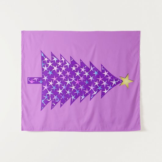 Moderner Minimalistischer Weihnachtsbaum in Lila S Wandteppich (Vorderseite (Horizontal))