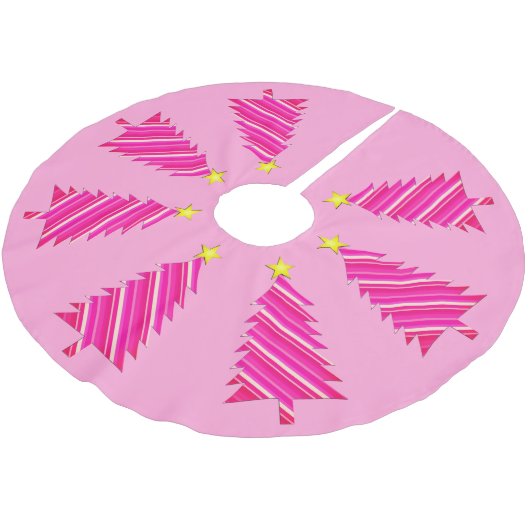 Moderner Minimalistischer Weihnachtsbaum in rosa S Polyester Weihnachtsbaumdecke (Schrägansicht)