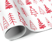 Moderner Minimalistischer Weihnachtsbaum in Rot un Geschenkpapier (Rolleneckpunkt)