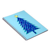 Moderner Minimalistischer Weihnachtsbaum mit blaue Notizblock (Rechte Seite)