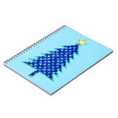 Moderner Minimalistischer Weihnachtsbaum mit blaue Notizblock (Linke Seite)