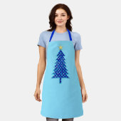 Moderner Minimalistischer Weihnachtsbaum mit blaue Schürze (Getragen)