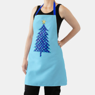 Moderner Minimalistischer Weihnachtsbaum mit blaue Schürze