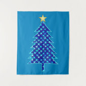 Moderner Minimalistischer Weihnachtsbaum mit blaue Wandteppich (Vorderseite)