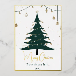 Moderner Minimalistischer Weihnachtsbaum Non-Foto Folien Feiertagskarte
