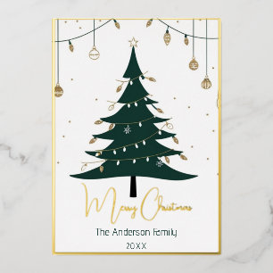 Moderner Minimalistischer Weihnachtsbaum Non-Foto Folien Feiertagskarte