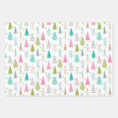 Moderner Minimalistischer Weihnachtsbaum Rosa Aqua Geschenkpapier Set (Vorderseite 2)