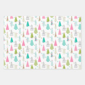 Moderner Minimalistischer Weihnachtsbaum Rosa Aqua Geschenkpapier Set (Vorderseite)