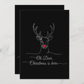 Moderner Minimalistischer Weihnachtsmann "Oh Deer" Einladung (Vorne/Hinten)
