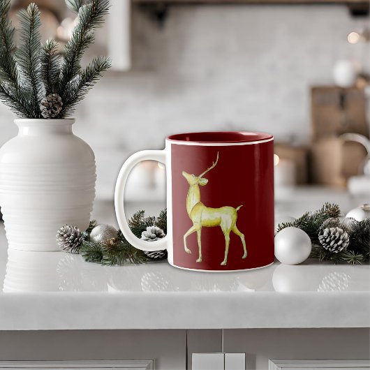 Moderner Minimalistischer Weihnachtsmann Zweifarbige Tasse