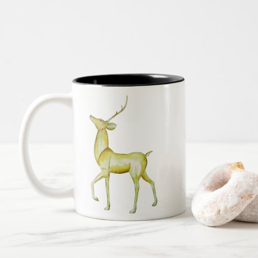 Moderner Minimalistischer Weihnachtsmann Zweifarbige Tasse (Mit Donut)