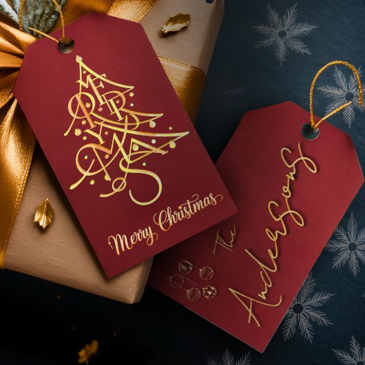 Moderner Minimalistischer Weihnachtsurlaub in Rot  Geschenkanhänger