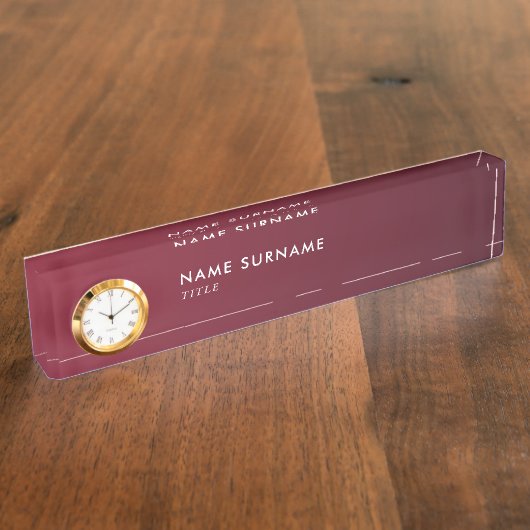 Moderner Minimalistischer Wein-violette Steigung Namensplakette (Seite)