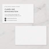 Moderner Minimalistischer weißer Instagram TikTok Visitenkarte (Vorne/Hinten)