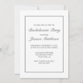 Moderner Minimalistischer weißer Junggeselinnen-Ab Einladung (Vorderseite)