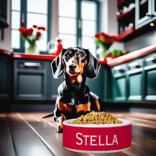 Moderner, Minimalistischer, weißer Katze Napf