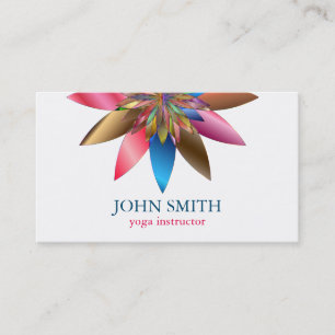 Moderner Minimalistischer weißer Lotos-Yoga-Lehrer Visitenkarte