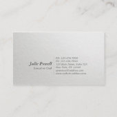 Moderner Minimalistischer weißer Silberverkleidung Visitenkarte (Rückseite)