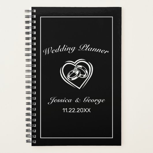 Moderner Minimalistischer White Black Wedding Plan Planer (Vorderseite)