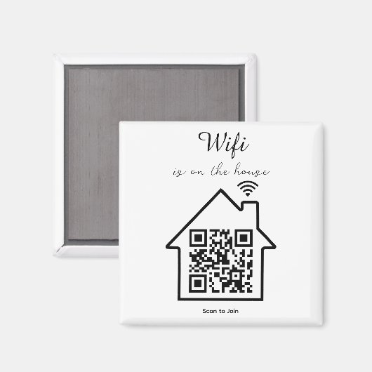 Moderner Minimalistischer WiFi QR Code Magnet (Vorderseite/Rückseite)