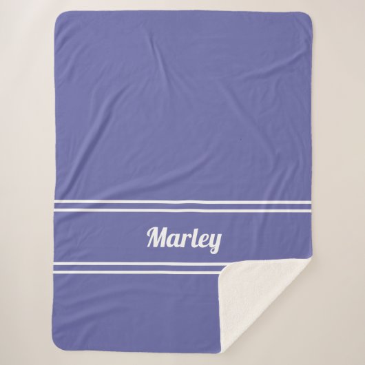 Moderner Minimalname Mit Monogramm Blue Sherpadecke (Vorderseite)