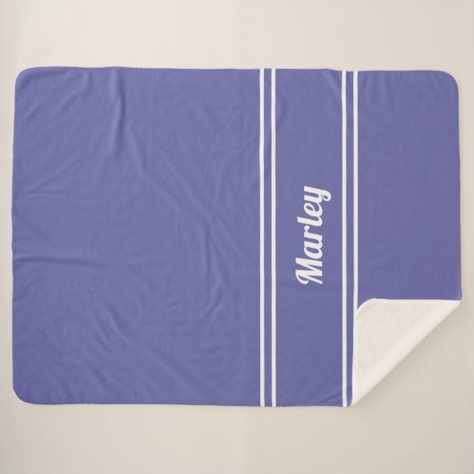Moderner Minimalname Mit Monogramm Blue Sherpadecke (Vorderseite (Horizontal))
