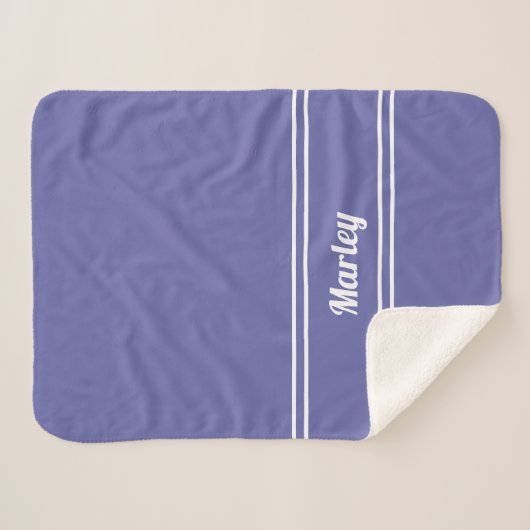 Moderner Minimalname Mit Monogramm Blue Sherpadecke (Vorderseite (Horizontal))