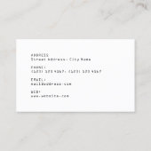 Moderner Minimalstil digitaler Text Zitronengelb Visitenkarte (Rückseite)