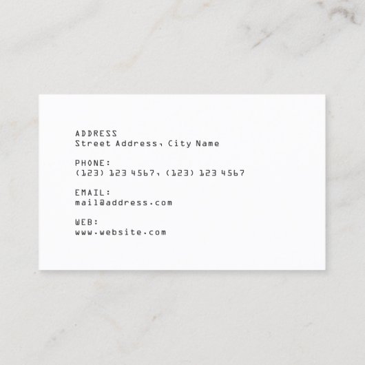 Moderner Minimalstil digitaler Text Zitronengelb Visitenkarte (Rückseite)